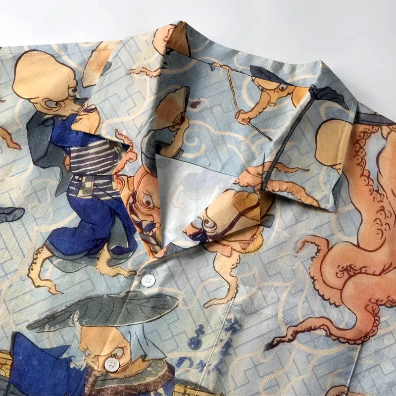 Kyoto-Lion Octopus Jovial Gathering Aloha Hawaiian Shirt