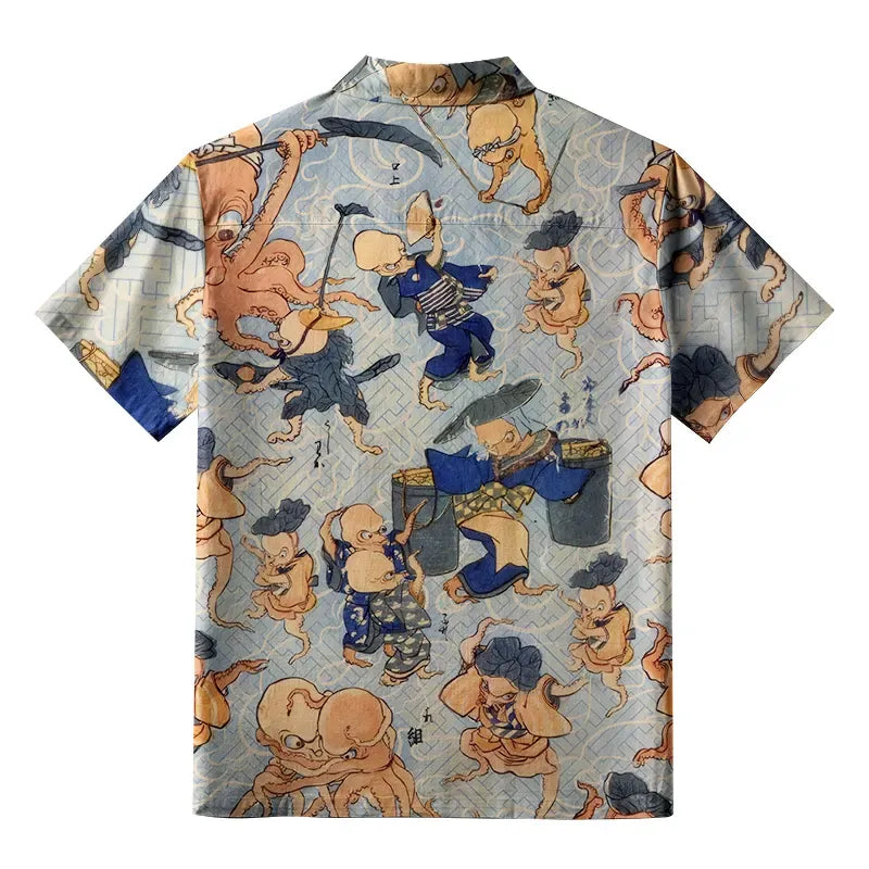 Japanese octopus aloha shirt for summer