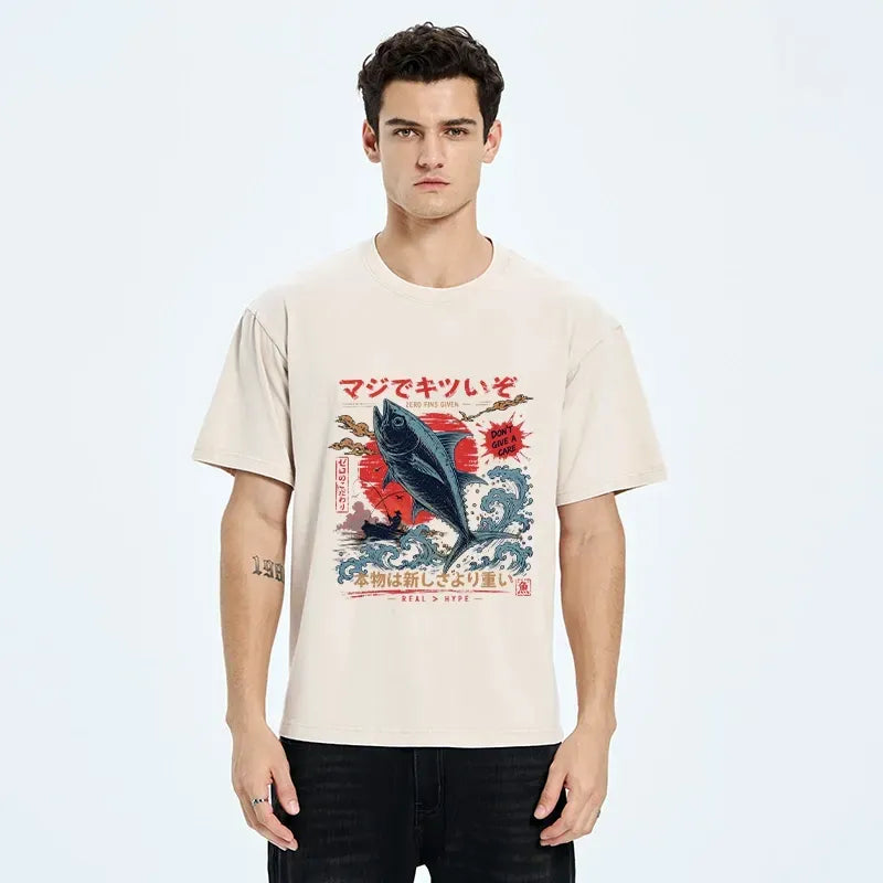 Washed Big Fish Tee for Streetwear