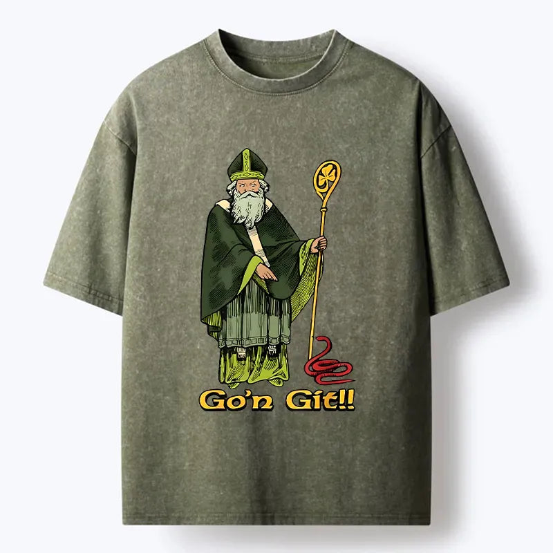 Kyoto-Lion St Patrick's Day Funny Washed T-Shirt