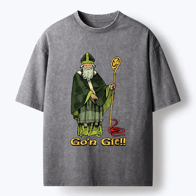 Kyoto-Lion St Patrick's Day Funny Washed T-Shirt