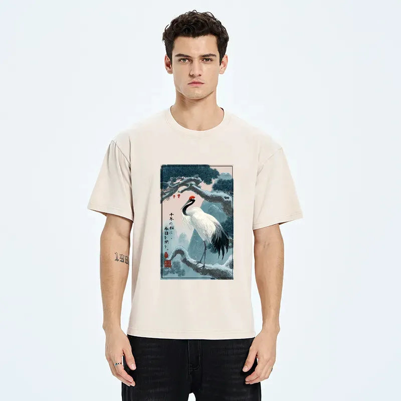 Japanese vintage washed t-shirt for daily wear