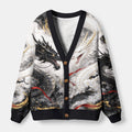 Kyoto-Lion Yin-Yang Twin Dragons Ugly Cardigan Sweater