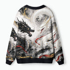 Kyoto-Lion Yin-Yang Twin Dragons Ugly Cardigan Sweater