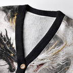 Kyoto-Lion Yin-Yang Twin Dragons Ugly Cardigan Sweater