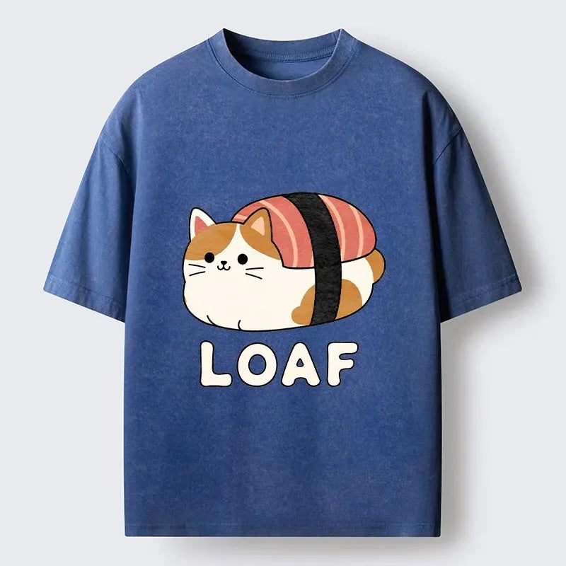 Kyoto-Lion Cute Tuna Sushi Kitty Loaf Art Washed T-Shirt