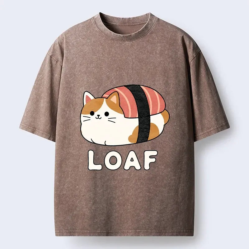 Kyoto-Lion Cute Tuna Sushi Kitty Loaf Art Washed T-Shirt