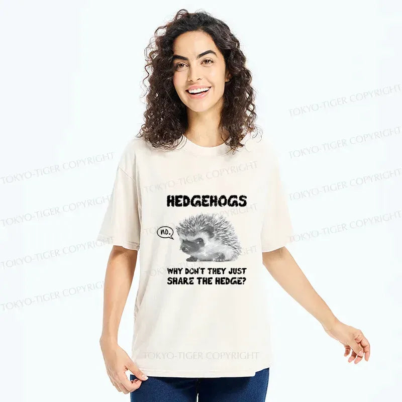 Kyoto-Lion Funny Hedgehog Meme Washed T-Shirt