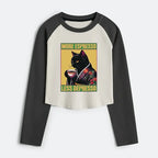japanese culture crop raglan t-shirt for women