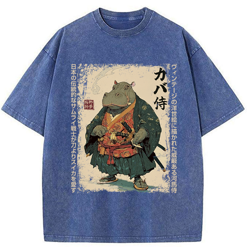 Washed Samurai Hippo T-Shirt