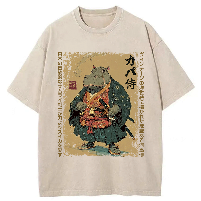 Washed Samurai Hippo T-Shirt