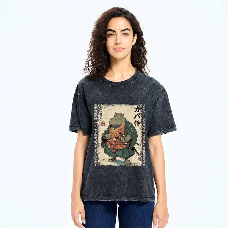 Washed Samurai Hippo T-Shirt