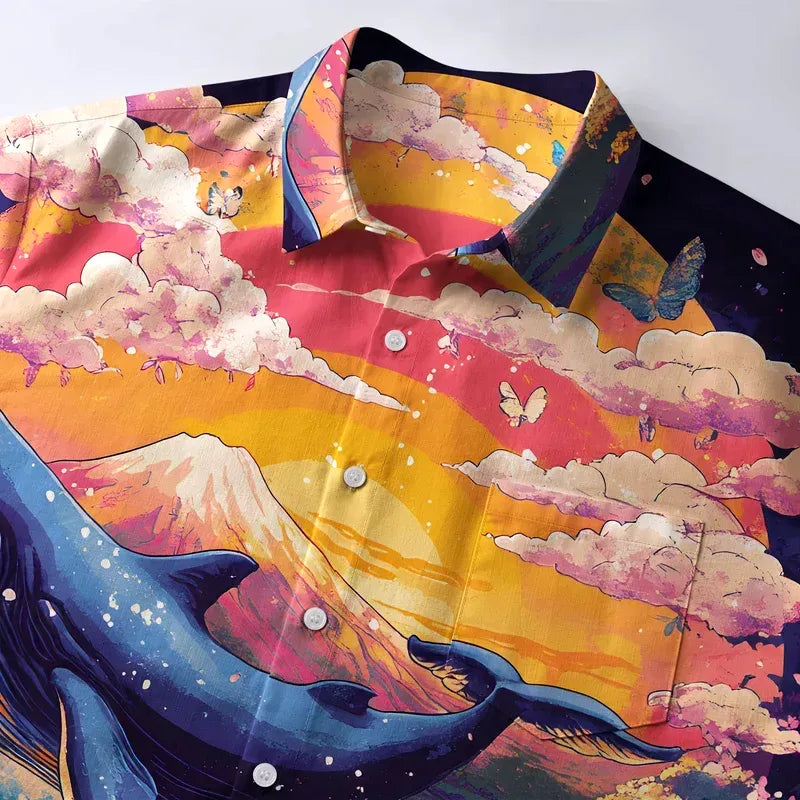 Kyoto-Lion Floral Shirt for Vacation