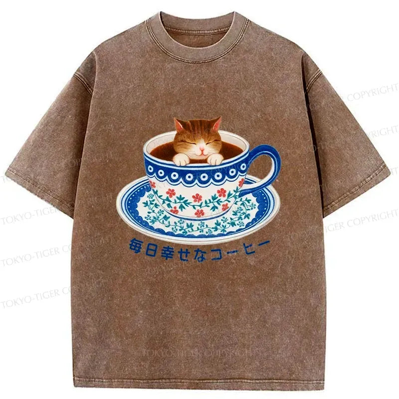 washed cat tee for street style
