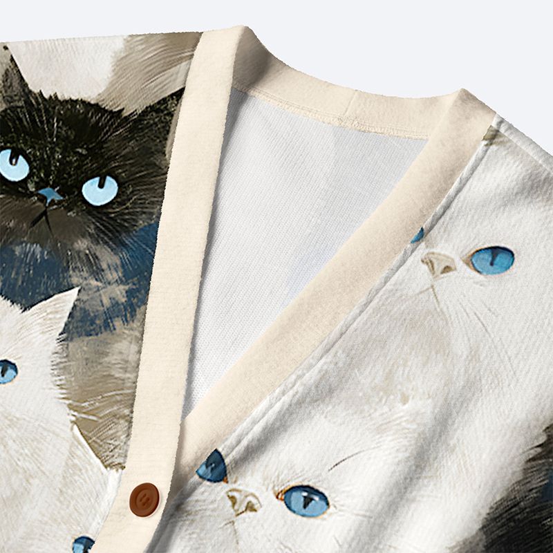 Ukiyo-e cat cardigan for casual wear