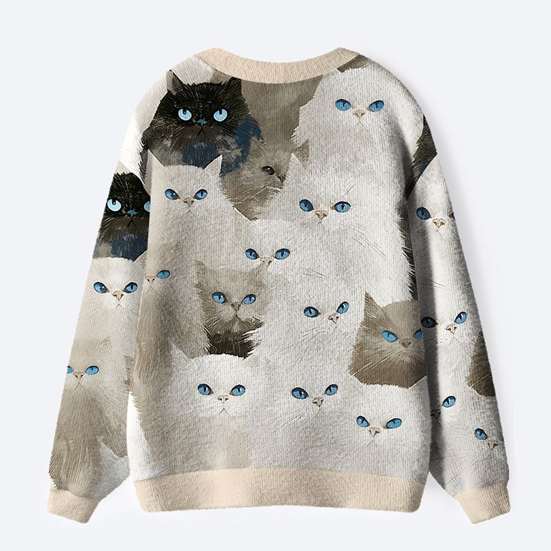 Japanese cat ugly sweater for daily wear