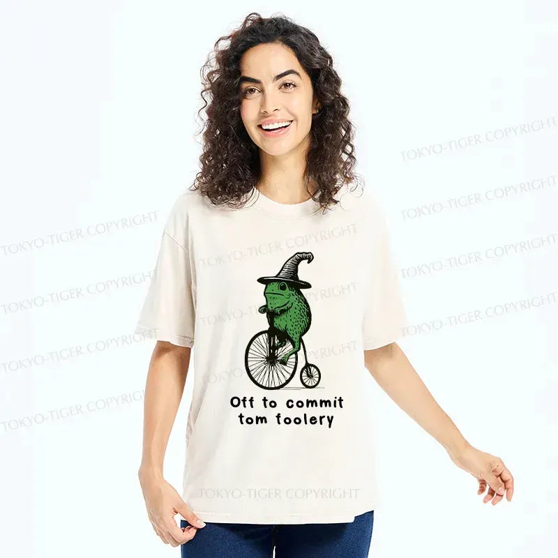 Japanese vintage frog penny-farthing t-shirt