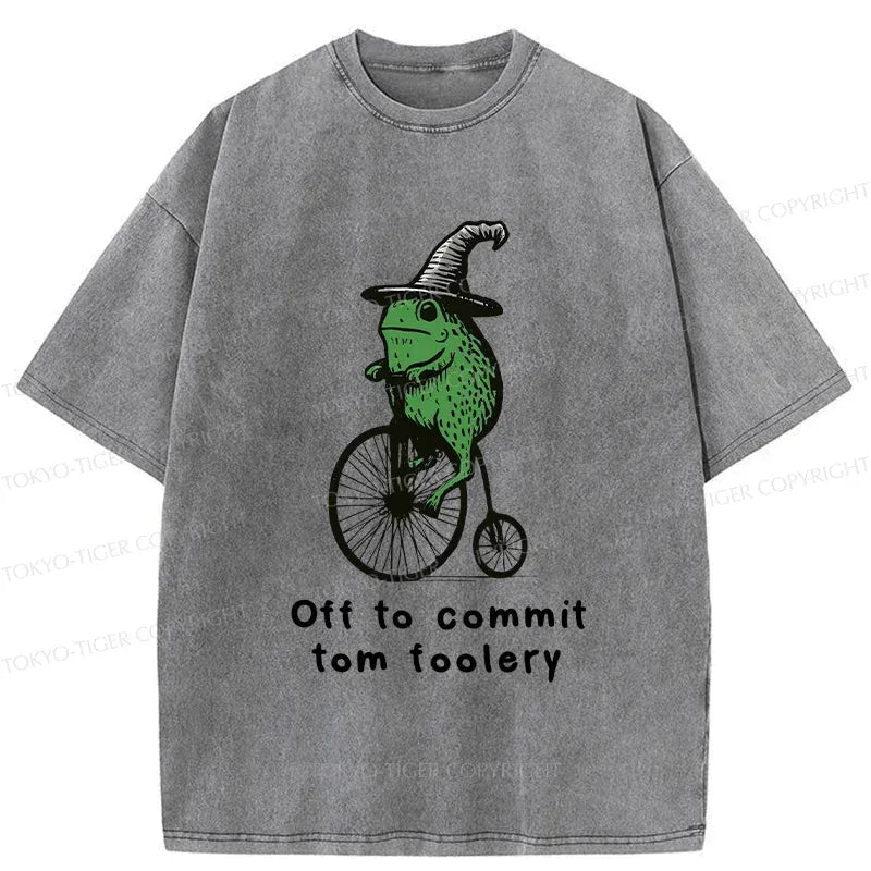 Japanese vintage frog penny-farthing t-shirt