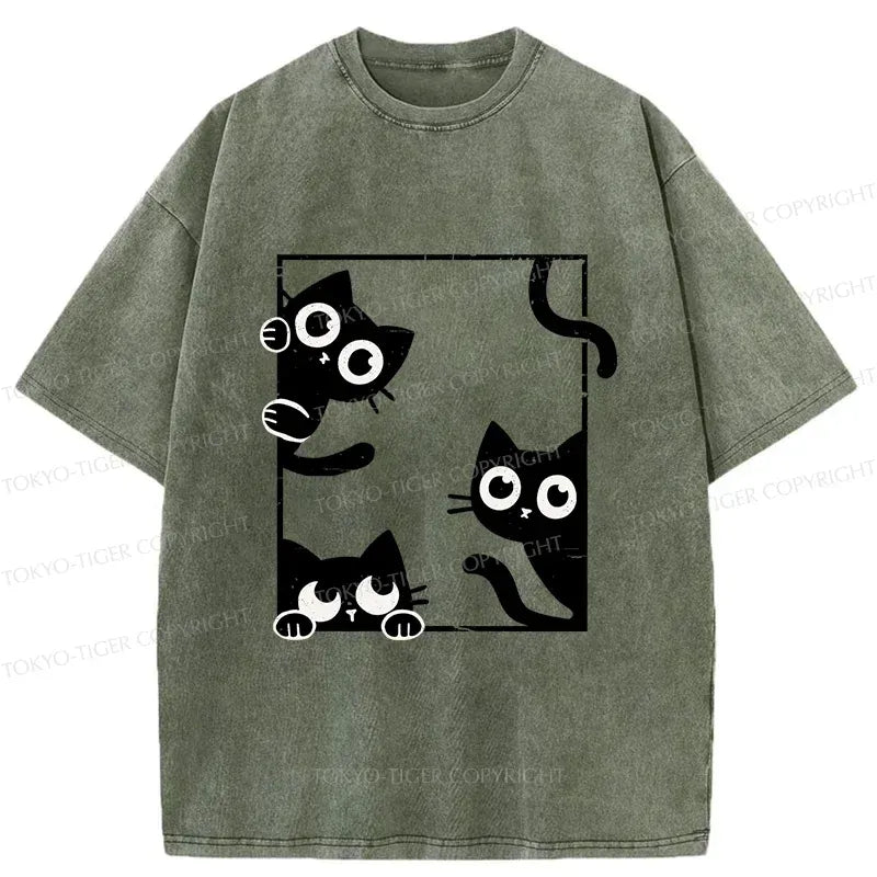 Kyoto-Lion Looking At Your Cats Washed T-Shirt