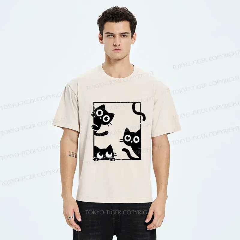 Kyoto-Lion Looking At Your Cats Washed T-Shirt