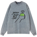 Kyoto-Lion Dishonest Frog Washed Long Sleeve T-Shirt