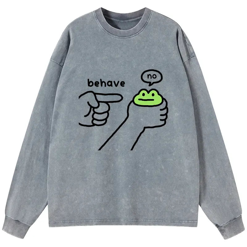 Kyoto-Lion Dishonest Frog Washed Long Sleeve T-Shirt