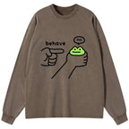 Kyoto-Lion Dishonest Frog Washed Long Sleeve T-Shirt