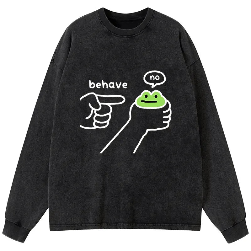 Kyoto-Lion Dishonest Frog Washed Long Sleeve T-Shirt