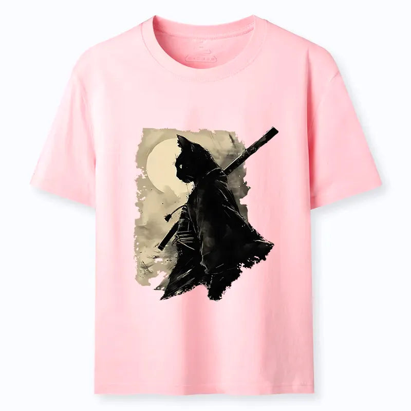 Trendy Cat Samurai T-Shirt for Summer