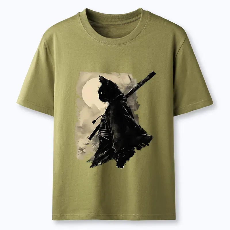 Trendy Cat Samurai T-Shirt for Summer