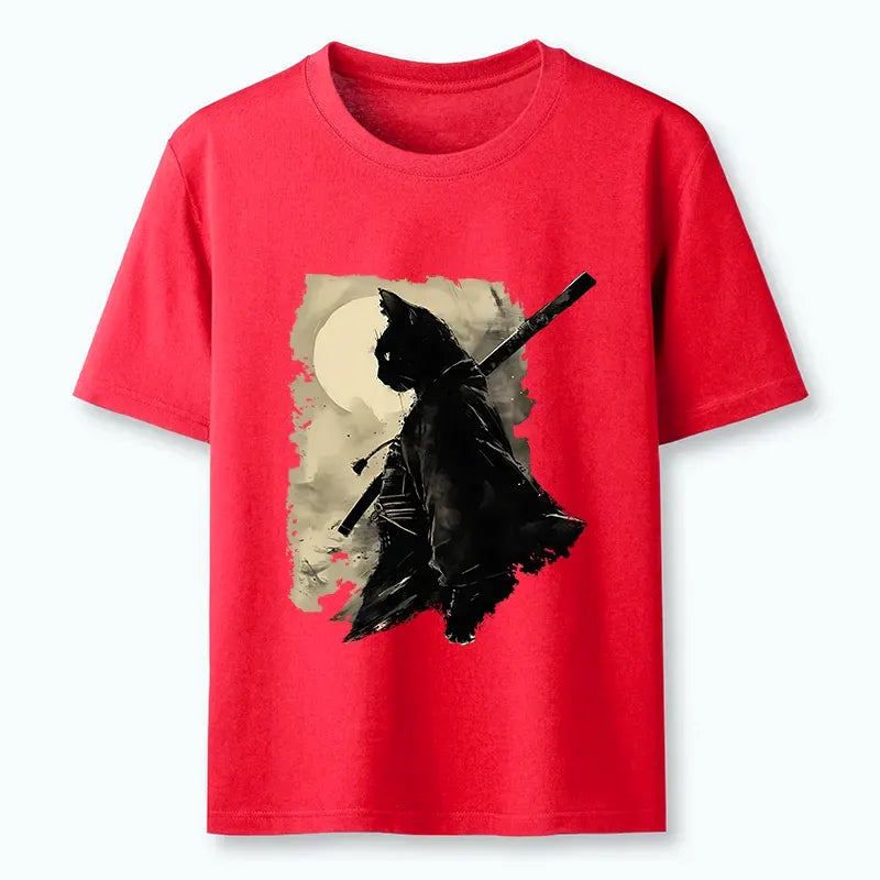 Kyoto-Lion Under The Moon Cat Samurai Classic T-Shirt