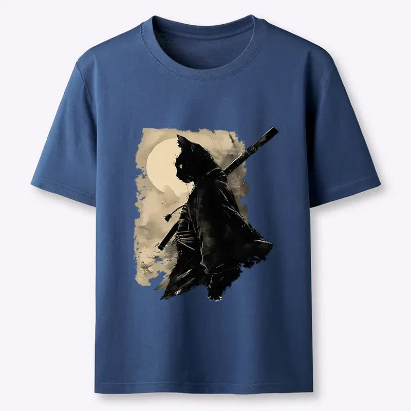 Cat Samurai T-Shirt for Daily Wear