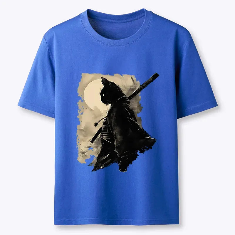 Cat Samurai T-Shirt for Daily Wear