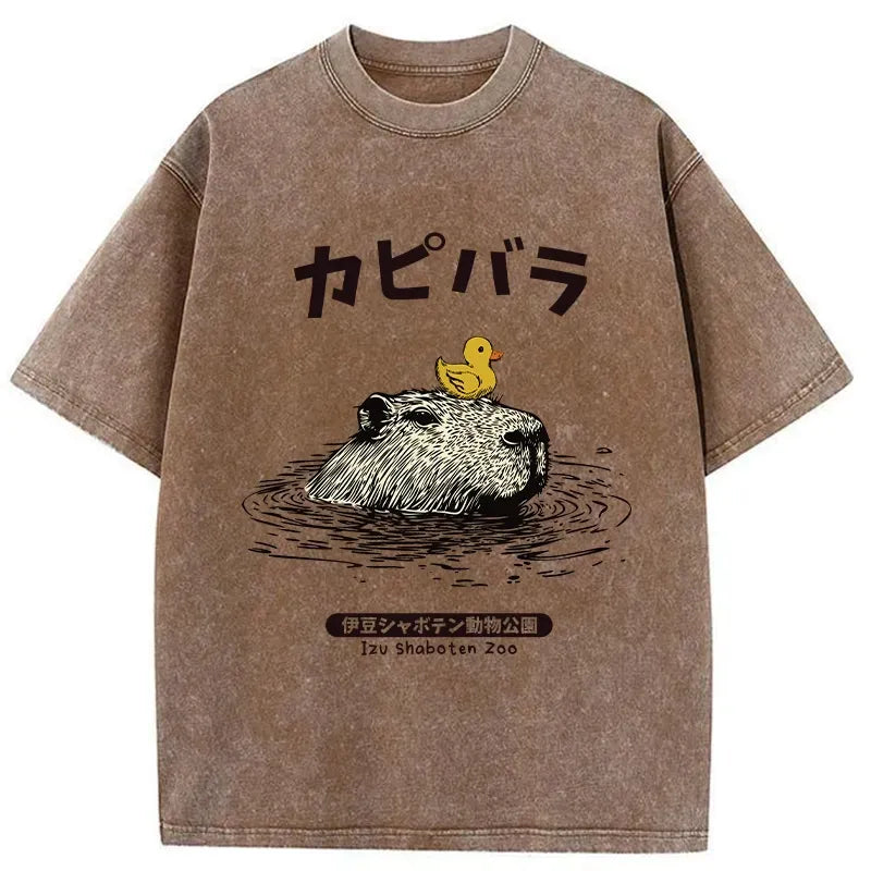 Washed Capybara Relaxed Tee for Daily Wear