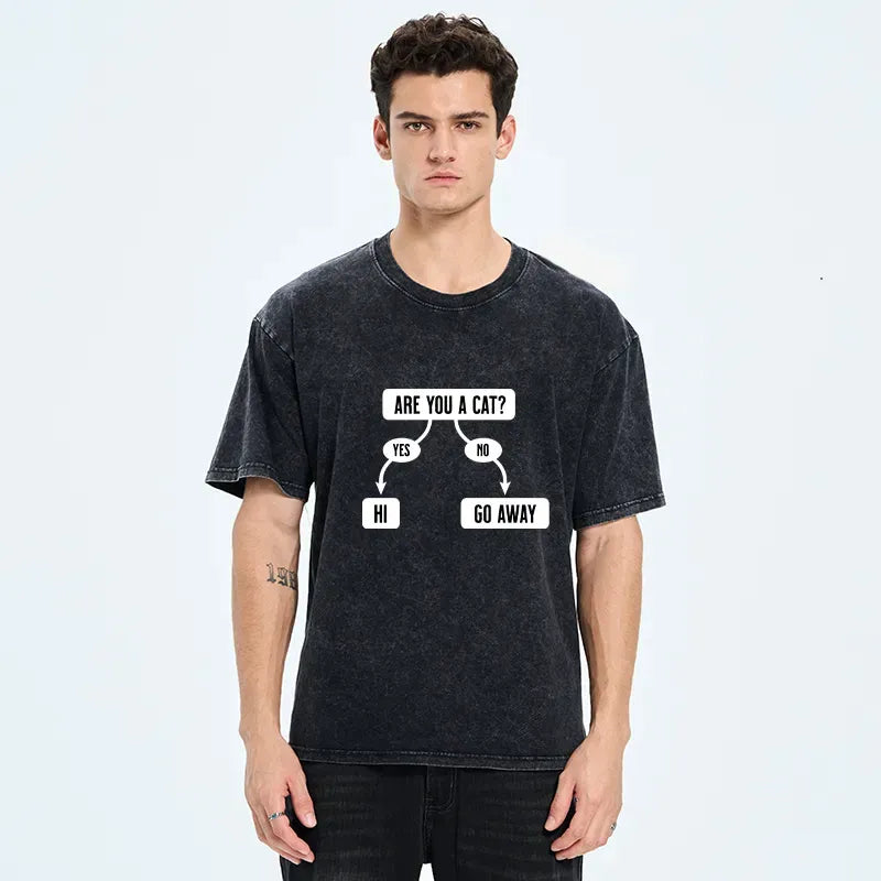 japanese vintage washed cat t-shirt