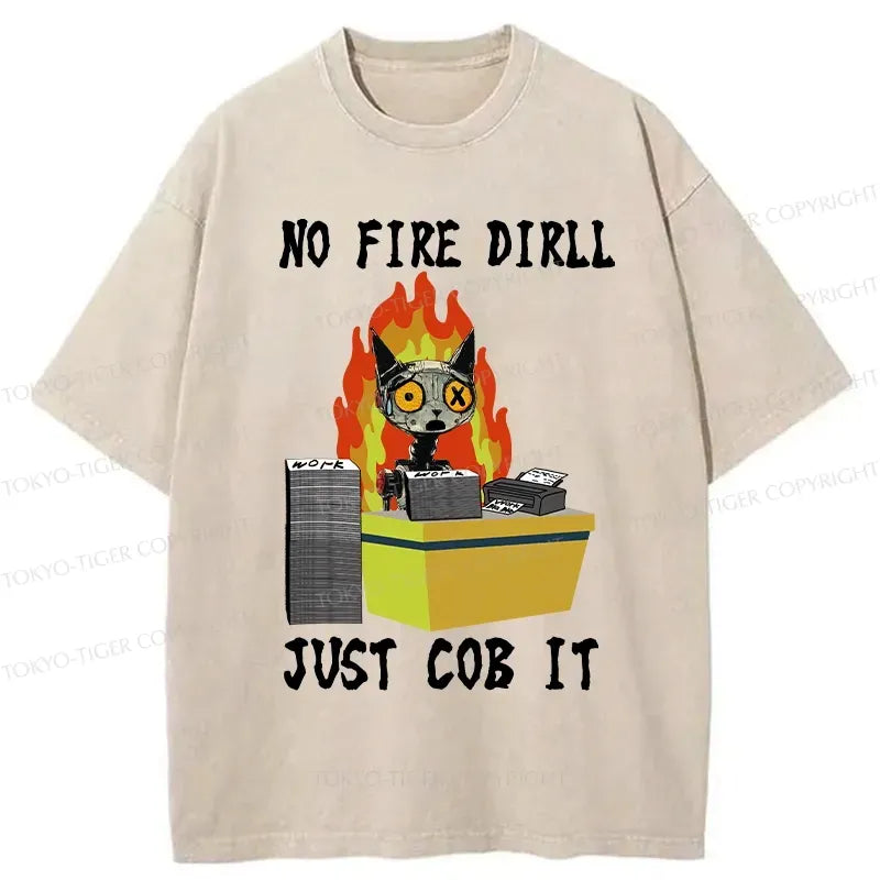 Kyoto-Lion No Fire Drill Just Cob It Washed T-Shirt