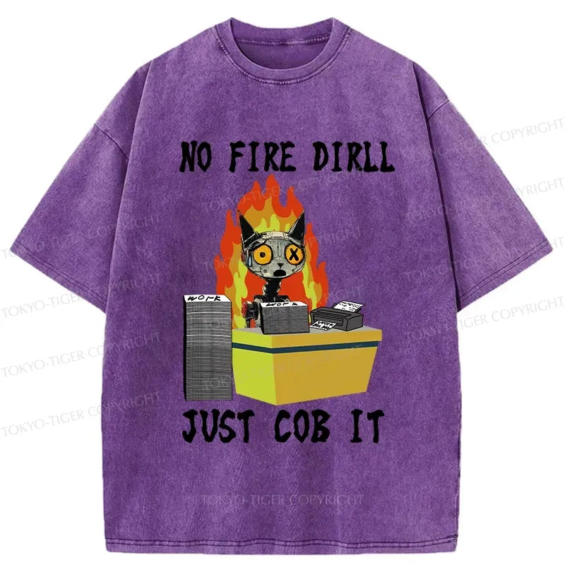 Kyoto-Lion No Fire Drill Just Cob It Washed T-Shirt
