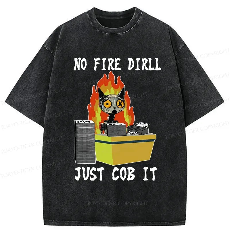 Kyoto-Lion No Fire Drill Just Cob It Washed T-Shirt