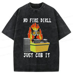 Kyoto-Lion No Fire Drill Just Cob It Washed T-Shirt