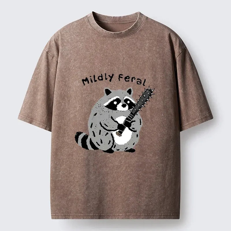 Cute Feral Raccoon Cartoon Tee for Daily Wear