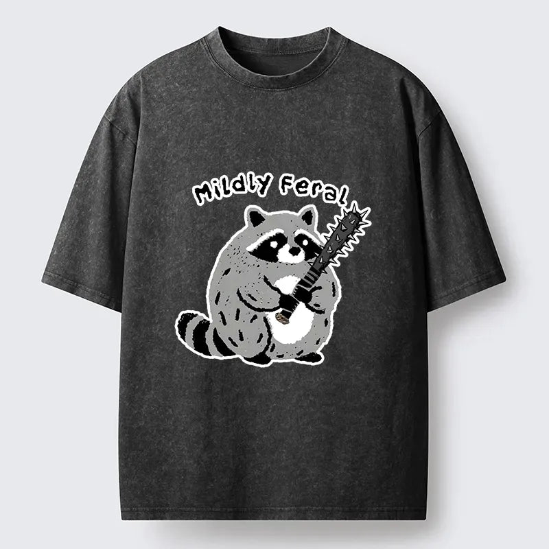 Washed Japanese Raccoon T-Shirt for Streetwear