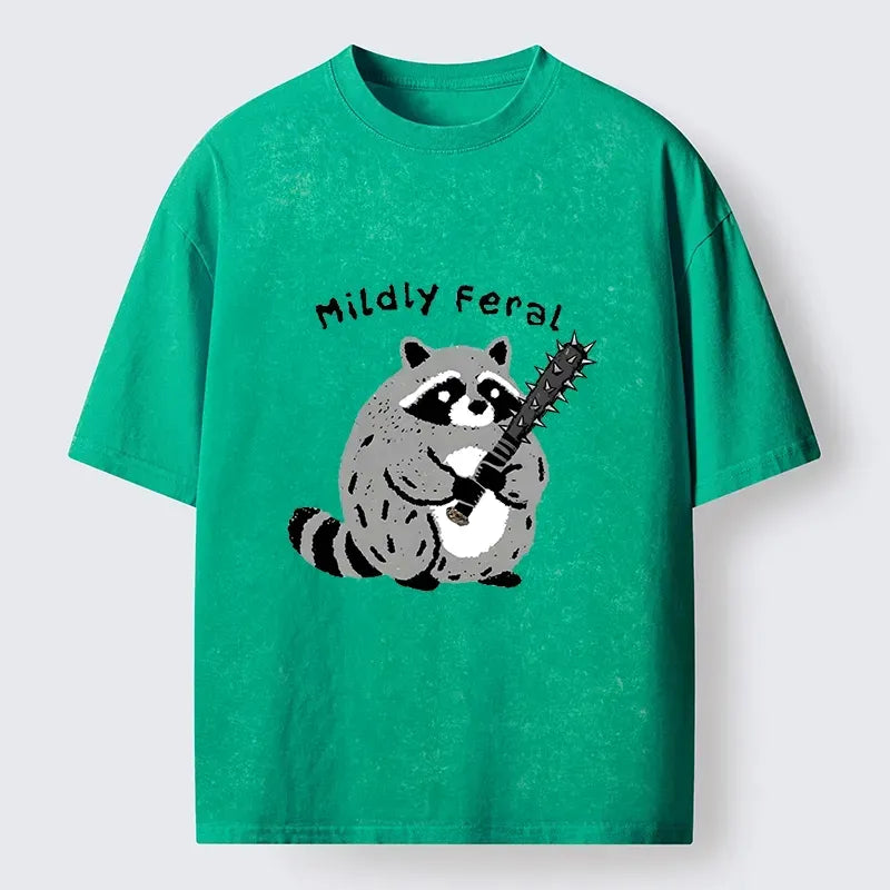 Cute Feral Raccoon Cartoon Tee for Daily Wear