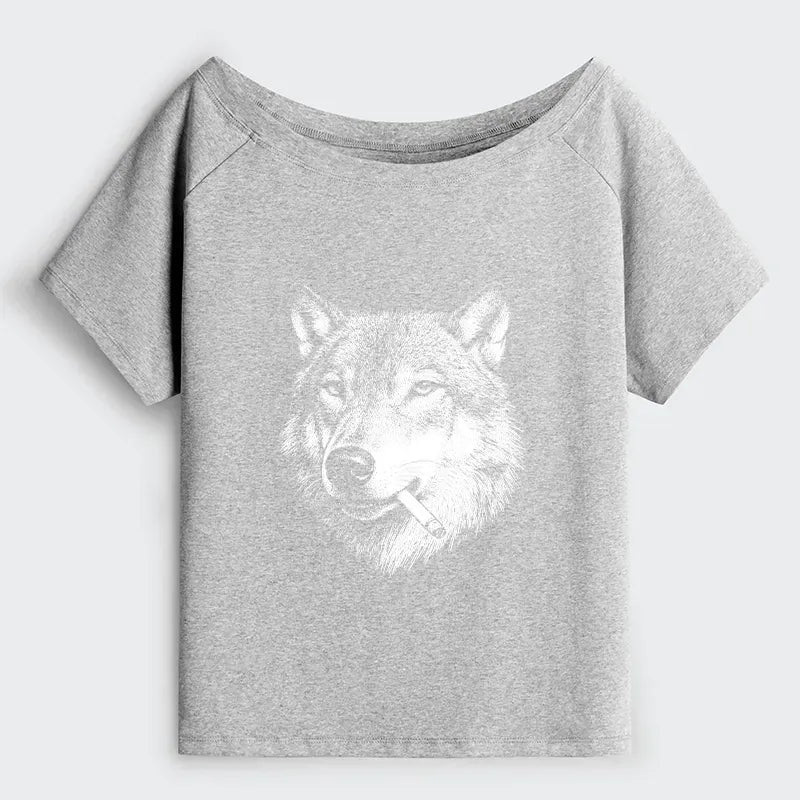 Kyoto-Lion Cool Wolf Meme Bad Decisions Pending Off Shoulder T-Shirt