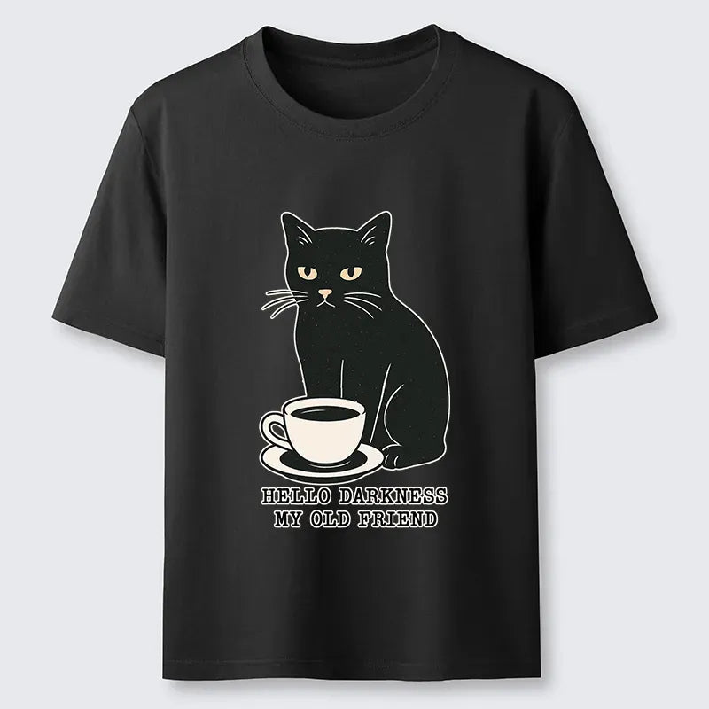 Kyoto-Lion Black Cat Drinking Coffee Classic T-Shirt