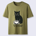 Unisex Black Cat Coffee Tee Daily Wear