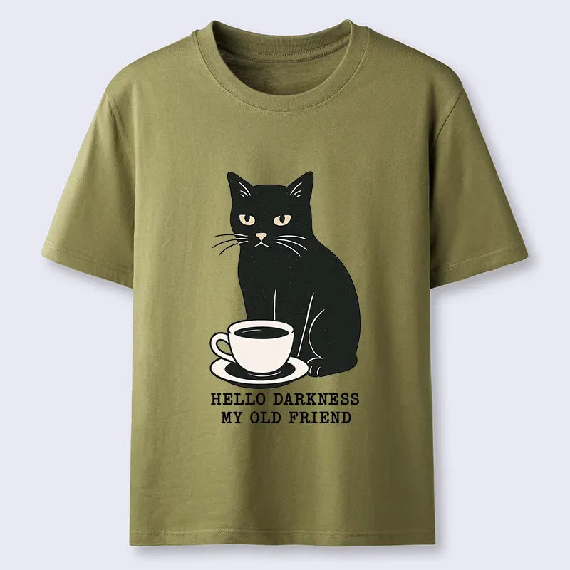 Unisex Black Cat Coffee Tee Daily Wear