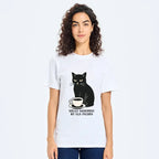 Unisex Black Cat Coffee Tee Daily Wear