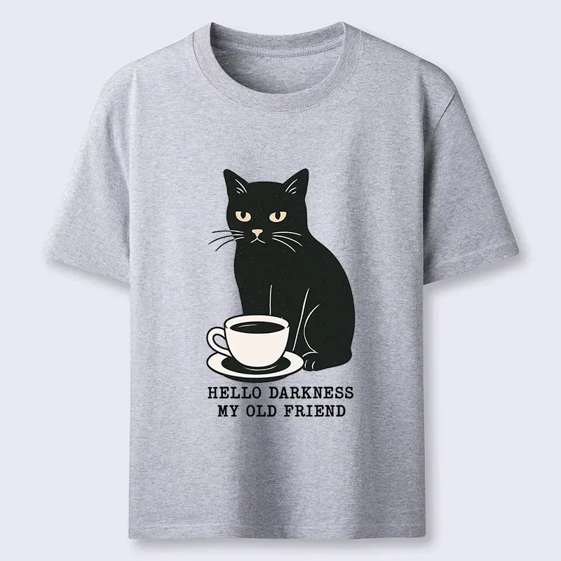 Unisex Black Cat Coffee Tee Daily Wear