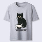 Unisex Black Cat Coffee Tee Daily Wear
