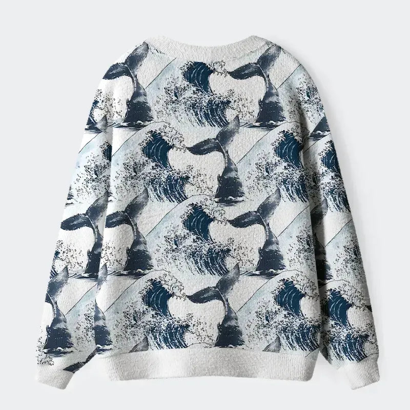 Japanese Wave Art Cardigan for Casual Wear